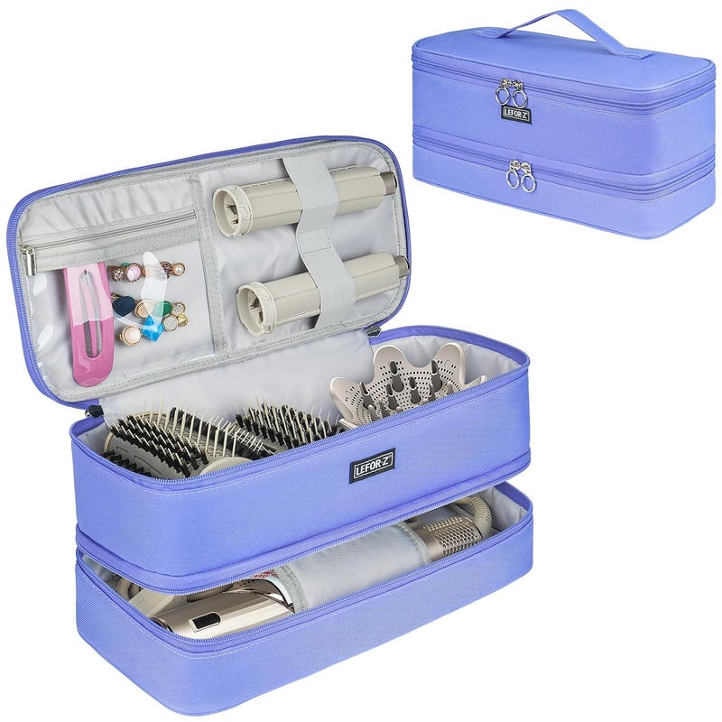 LEFORZ Travel Carrying Case Compatible with Shark Flexstyle/FlexFusion/Hair Dryer,Double-Layer Hair Hot Tools Storage Bag Fits for Dyson Airwrap Styler/Supersonic Hair Dryer and Attachments,Purple-Bag Only - Image 1